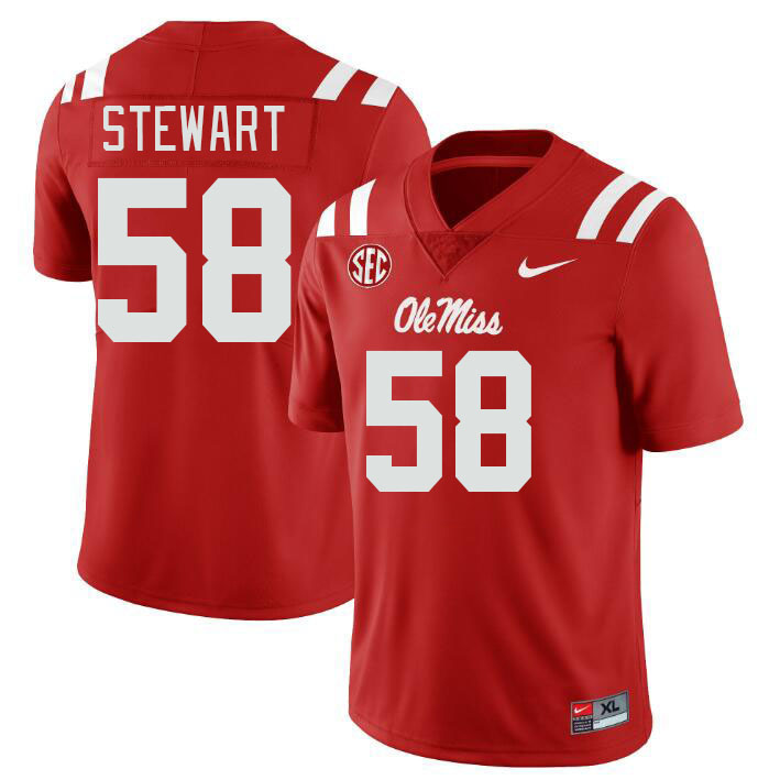 Men #58 Elliiot Stewart Ole Miss Rebels College Football Jerseys Stitched-Red